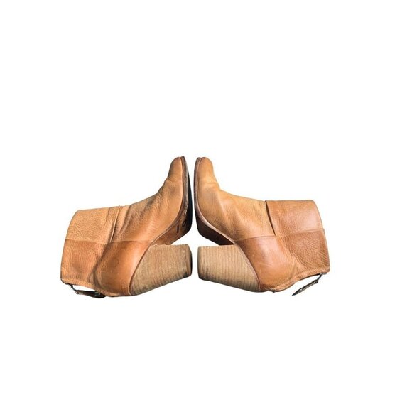 Rag & Bone Newbury booties size 9 tan grained leather 3.5’ block heel - Picture 4 of 9